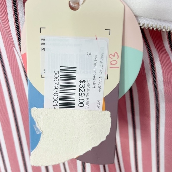 Ted Baker Coryn Striped Asymmetrical Ruffle Hem Skirt Pink NWT - Picture 12 of 16